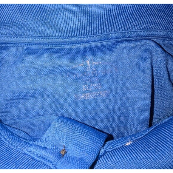 PGA Tour Polo Shirt Mens XL Blue Short Sleeve Three Button Collar Blue Stripes - Picture 10 of 13